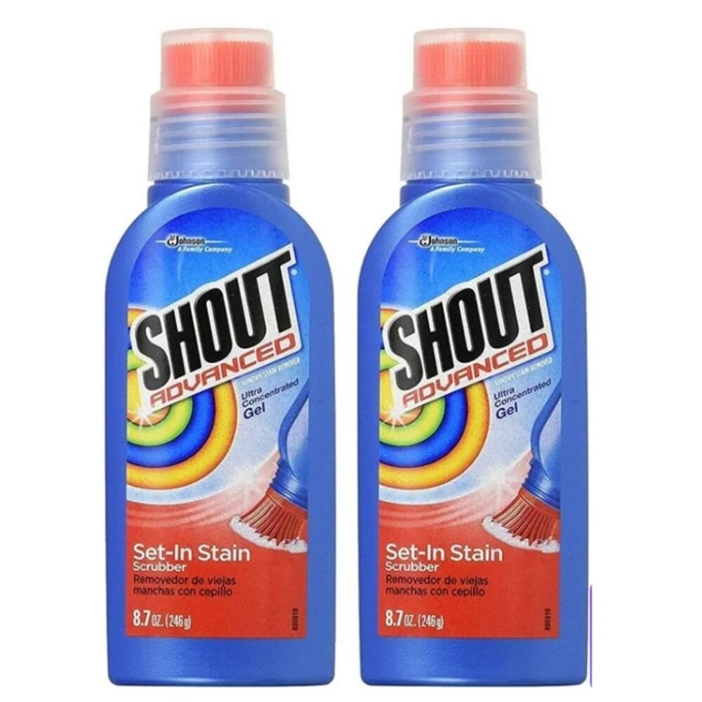 2 Shout Advanced Ultra Concentrated Stain Removing Gel Scrubber Brush, 8.7 Oz ea